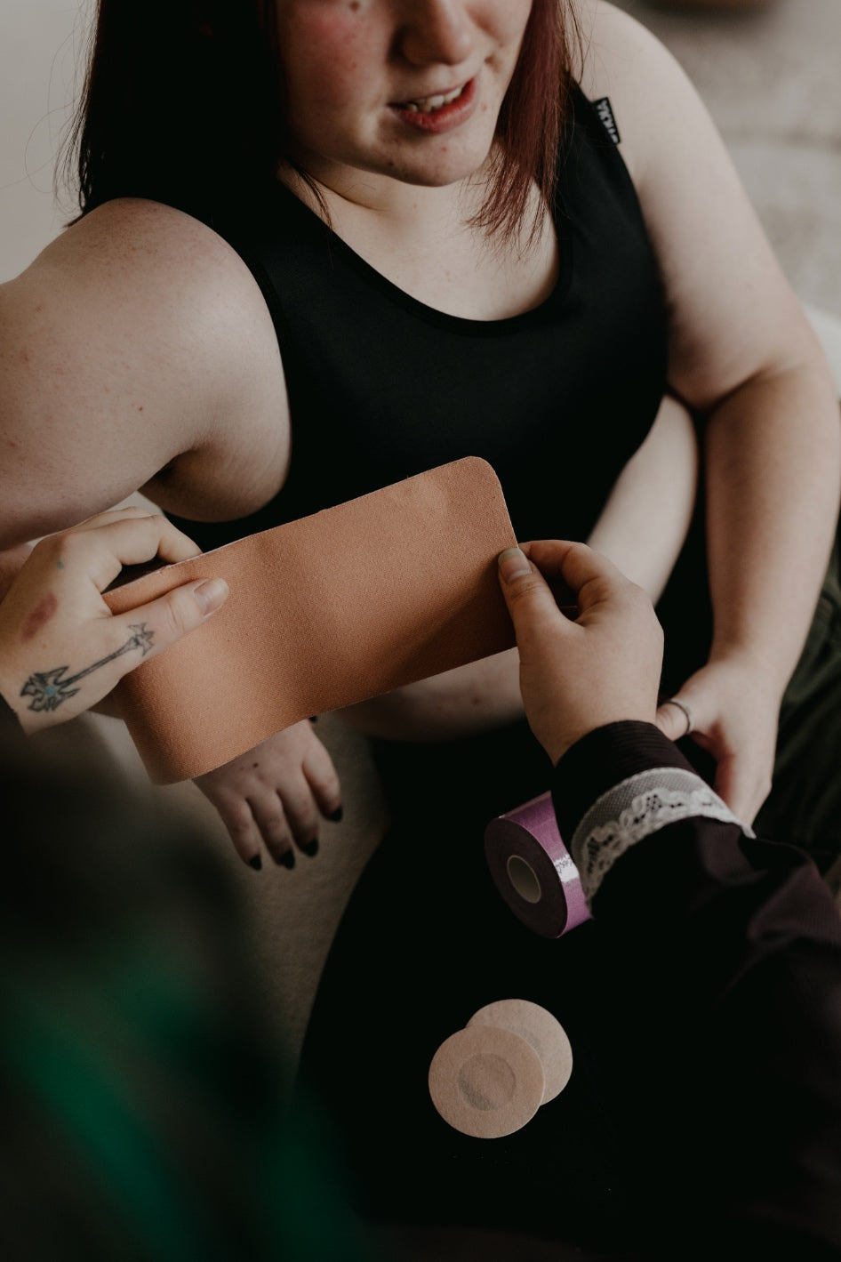 DYKKA binder tape | široká / 10cm + 10 kusů krycích nálepek | nude